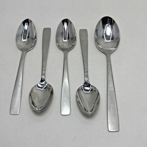 Oneida Satin Accent Lot of 5 6"Teaspoons 1 Soup Spoon Stainless USA Flatware